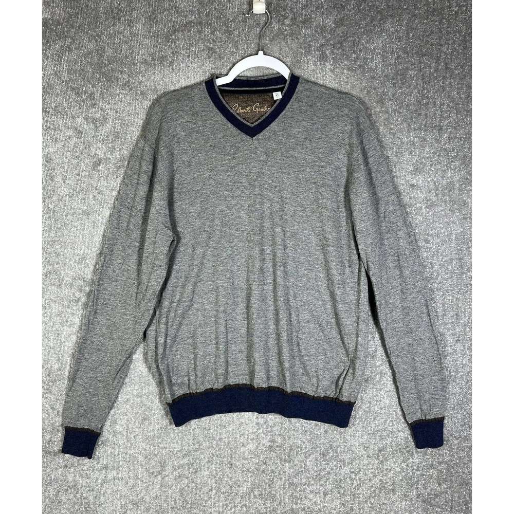 Robert Graham Merino Wool Blend Classic Fit Sweater Mens Size XL V-Neck Pullover